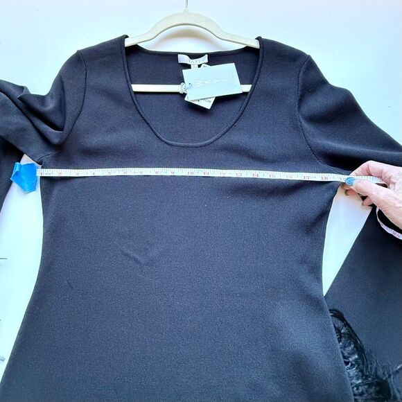 NWT WAYF (Where Are You From) “Karlie” black feather trim long sleeve mini dress - Picture 13 of 13